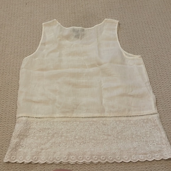 Cynthia Rowley UK white linen embroidered scalloped tank sz medium - Picture 4 of 5